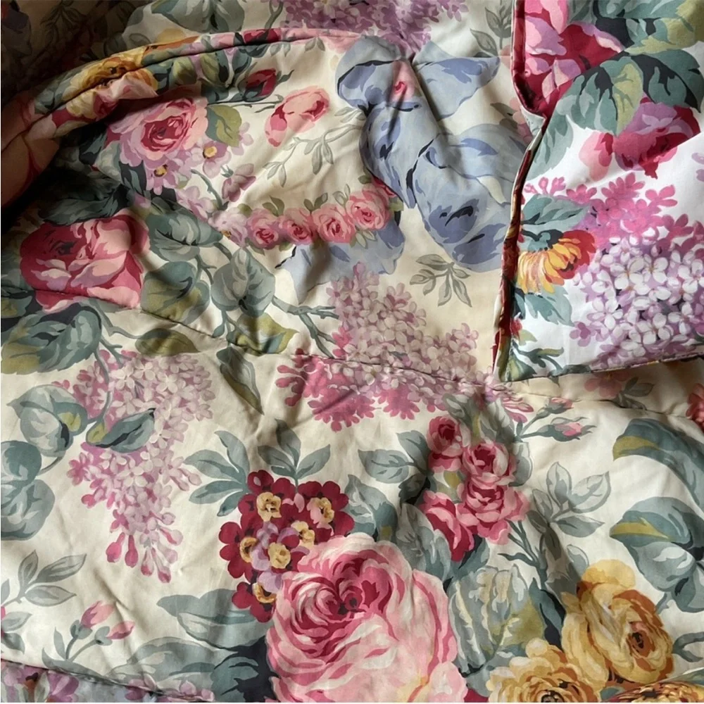 Vintage Ralph Lauren Allison floral king comforter 100% cotton blanket rare